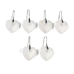 Хрусталь Натуральный кристалл кварца мотаться серьги, с латунными крючками для сережек, без кадмия и без свинца, сердце, 40x23 мм