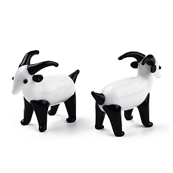 Black Handmade Lampwork Home Decorations, 3D Goat Ornaments for Gift, Black, 53~54x22.5x43.5~45.5mm