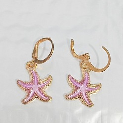 Фиолетовый Серьги-гвоздики с эмалевой отделкой из сплава и застежкой-молнией в форме звезды на морскую тематику, золотые, фиолетовые, 32x15 мм