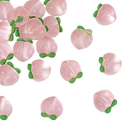 Pink 50Pcs Resin Peach Pendants, Pink, 17x16.5x10mm