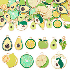 Mixed Shapes 40 шт 10 стили подвески из сплава эмали, золотой свет, очарование фруктовой тематики, разнообразные, 15~24.5x9~21.5x1~2 мм, отверстие : 1.4~2 мм, 4 шт / стиль