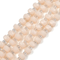 Белый Навахо Непрозрачное стекло бисер нитей, рондель, граненые, навахо белый, 5.5x4 мм, отверстие : 1.2 мм, около 101 шт / нитка, 24.88'' (63.2 см)