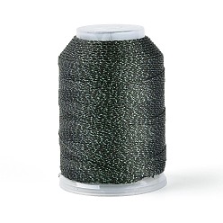 Темно-Зеленый 200м 6-слойный блестящий полиэстеровый шнур для изготовления ювелирных изделий, круглые, темно-зеленый, 0.6 мм, около 218.72 ярдов (200 м) / шт