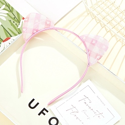 Бледно-Розовый Симпатичные кошачьи ушки, тканевые ленты для волос, аксессуары для волос для девочки, розовый жемчуг, 170x150 мм