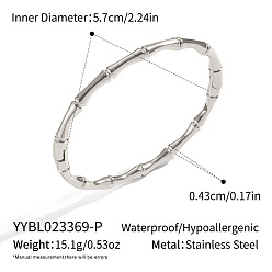 Нержавеющая Сталь Цвет Минималистичные 304 браслеты из нержавеющей стали для женщин, бамбук, цвет нержавеющей стали, внутренний диаметр: 2-1/4 дюйм (5.7 см)