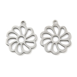 Цветок Полые 201 из нержавеющей стали кулоны, лазерная резка, цвет нержавеющей стали, цветок, 17.5x15.5x0.8 мм, отверстие : 1.4 мм