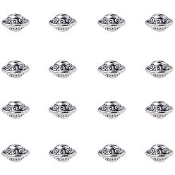 Античное Серебро Тибетском стиле сплав Шарики прокладки, рондель, античное серебро, 6x3 мм, отверстия: 2 мм, около 300 шт / коробка