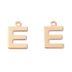 Letter E 201 прелести нержавеющей стали, алфавит, реальный 18 k позолоченный, letter.e, 12x7.8x0.6 мм, отверстие : 1.4 мм