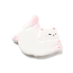 Pink Непрозрачные кабошоны из смолы, кошка, розовые, 34x37x5.5 мм