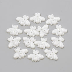 Белый 2-отверстие кнопки акриловые, Пчелы, белые, 17x22x3 мм, отверстие : 1.5~2 мм