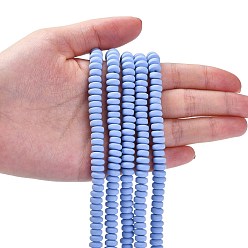 Cornflower Blue Handmade Polymer Clay Beads Strands, for DIY Jewelry Crafts Supplies, Flat Round, Cornflower Blue, 6~7x3mm, Hole: 1.5mm, about 113~116pcs/strand, 15.55 inch~16.14 inch(39.5~41cm)