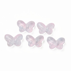 Hellstahlblau Zweifarbige transparente sprühlackierte Glasperlen, Schmetterling, hellstahlblau, 10x14.5x4.5 mm, Bohrung: 0.7~1 mm