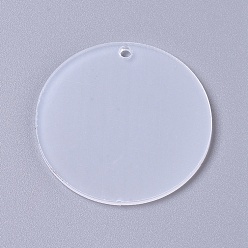 Clear Transparent Acrylic Blank Big Pendants, Flat Round, for DIY Keychains or Jewelry, Clear, 50x2.5mm, Hole: 2.5mm