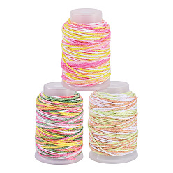 Mixed Color 3 Rolls 3 Colors Segment Dyed Macrame Cotton Cord, Round Braided Rope, for Wall Hanging, Crafts, Gift Wrapping, Mixed Color, 1mm, about 38.28 Yards(35m)/Roll, 1 Roll/Color