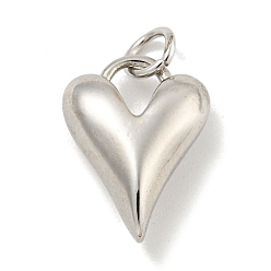 Платина Латунные подвески, с прыжковых колец, без кадмия и без свинца, долговечный, сердце, платина, 15.5x12x6 мм, отверстие : 3 мм