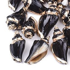 Черный Аэрозольная краска и гальванические спиральные подвески, с железной фурнитурой, золотой свет, чёрные, 36~50x16~24x14~20 мм, отверстие : 2 мм