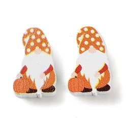 Другие Печатные деревянные бусины, оранжевые, карлик, 20x12.5x6 мм, отверстие : 2 мм