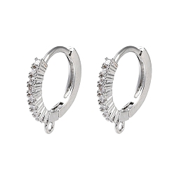 Платинированный Латунь микро проложить кубический рисунок обруча из двуокиси циркония, без кадмия, без никеля и без свинца, кольцо, Реальная платина, 13.5x12.5x1.5 мм, отверстие : 1 мм, штифты : 0.7 мм