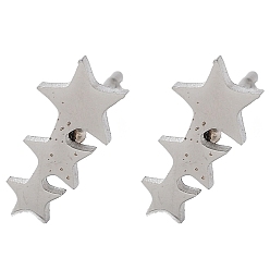 Звезда Не тускнеют 304 серьги-гвоздики из нержавеющей стали, цвет нержавеющей стали, звезда, 10.5x5 мм