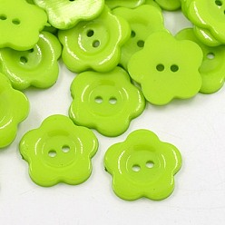 Желто-Зеленый Акриловые швейные пуговицы, для одежды , пластиковые пуговицы , 2-луночное, окрашенные, цветок Wintersweet, желто-зеленый, 22x2 мм, отверстие : 2 мм