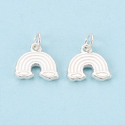 Серебро 925 радужные подвески из стерлингового серебра, с кольцами для прыжков и кольцами для прыжков, серебряные, 10x11x2 мм, отверстие : 3 мм