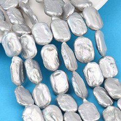 Gray Dyed Natural Baroque Keshi Pearl Beaded Strands, Cultured Freshwater Pearl Beads, Rectangle, Grade 4A++, Gray, 18x13mm, Hole: 0.5mm, about 20~22pcs/strand, 14.96''~15.16''(38~38.5cm)