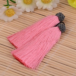 Flamingo Nylon Tassel Big Pendant Decorations, Flamingo, 60~65x10mm