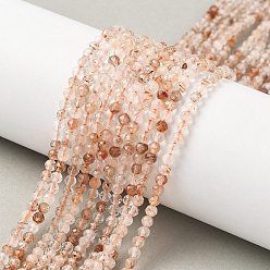 Rutilated Кварц Природные Rutilated кварцевые нити бисера, круглые, граненые, 3 мм, отверстие : 0.6 мм, около 122 шт / нитка, 15.24 дюйм (38.7 см)