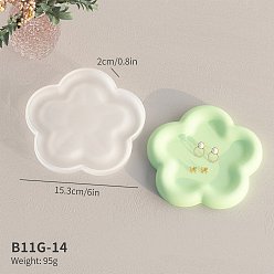 Flower Cup Mat Silicone Molds, Resin Casting Coaster Molds, For UV Resin, Epoxy Resin Craft Making, White, Flower, 153x153x20mm