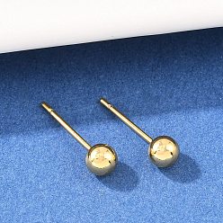 Настоящее золото 24K Круглые серьги-гвоздики из латуни, без кадмия и без свинца, стойки покрытие, долговечный, реальный 24 k позолоченный, 13.5x4 мм, штифты : 0.7 мм