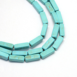 Turquoise Synthetic Turquoise Bead Strands, Dyed, Cuboid, Turquoise, 13.5x5x4mm, Hole: 1mm, about 29pcs/strand, 15.3 inch
