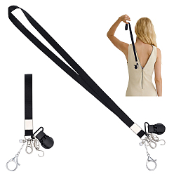 Noir 2 pièces en alliage et 304 fermoirs en acier inoxydable et aides à fermeture éclair en plastique ABS avec perles, avec tour de cou en polyester, platine, noir, 513mm