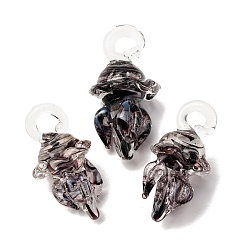 Черный Подвески лэмпворк ручной работы, осьминог, чёрные, 36.5~37x17.5~19x17~19 мм, отверстие : 4x3.5~4.5 мм