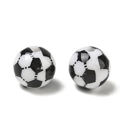 Black Sports Opaque Acrylic Beads, Football, Black, 12mm, Hole: 2.2mm