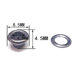 Черный Цвет Металла Латунные втулки, с железной прокладкой, для изготовления пакетов, плоско-круглые, металлический черный , 0.8x0.45 см, отверстие : 4 мм