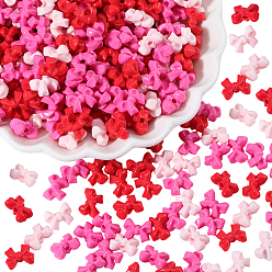 Красный 500 непрозрачные акриловые бусины, бантом, красные, 7.5x10x5.5 мм, отверстие : 1.6 мм