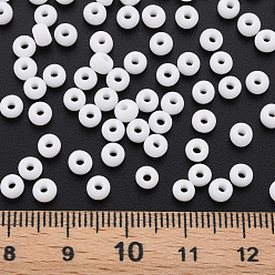 White 6/0 Glass Seed Beads, Macaron Color, Round Hole, Round, White, 4~4.5x3mm, Hole: 1~1.2mm, about 4500pcs/bag, about 450g/bag.