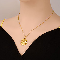 Настоящее золото 18K 304 подвеска в виде цветка ромашки из нержавеющей стали, женское модное украшение в минималистичном дизайне, реальный 18 k позолоченный, 17.72 дюйм (45 см)