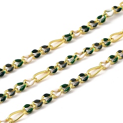 Зеленый Латунь Figaro цепи, пайки, с эмалью, стойки покрытие, долговечный, без свинца и без кадмия, с катушкой, реальный 18 k позолоченный, зелёные, ссылка: 4.5x3x1мм и 6x2.5x1мм