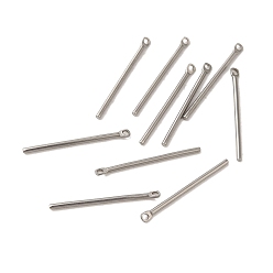 Нержавеющая Сталь Цвет Не тускнеющие 304 подвески из нержавеющей стали, бар очарование, цвет нержавеющей стали, 25x2x1.2 мм, отверстие : 1 мм