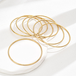 Real 18K Gold Plated 201 Stainless Steel Simple Thin Bangle, Plain Bangles for Women, Real 18K Gold Plated, Inner Diameter: 2.56 inch(6.5cm)