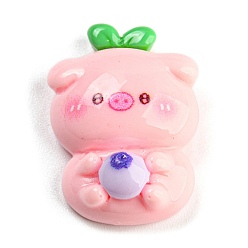 Свинья Кабошоны из непрозрачной смолы на тему свиньи, розовые, свинья, 24.5x18x8 мм
