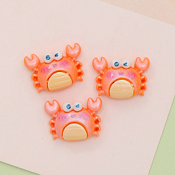 Краб Тема морских организмов непрозрачные смоляные кабошоны, краб, 16x22 мм