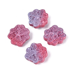 Hot Pink Two Tone Color Baking Paint Opaque Glass Beads, Flower, Hot Pink, 23x24.5x10mm, Hole: 1.4mm