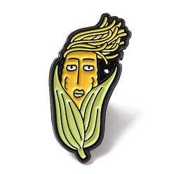Corn Эмалевые булавки, Черные металлические застежки для значков на лацкан для рюкзака или одежды, зеленый газон, антропоморфная кукуруза, 27x14 мм
