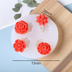 Flower DIY Silicone Molds, Fondant Molds, Resin Casting Molds, for Chocolate, Candy, UV Resin & Epoxy Resin Craft Making, White, Flower, 73x20mm