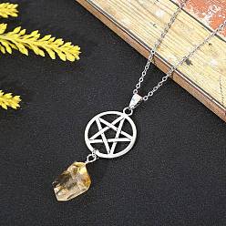 Цитрин Ожерелья с подвесками «Наггетс» из натурального цитрина, с кабельным цепи, звезда, 12.20~15.75 дюйм (31~40 см)