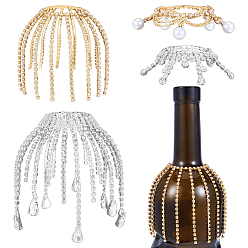 Платиновый & Золотой 4шт. подвески для бокалов вина из латуни и железа со стразами, платиной и золотом, 60 мм