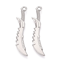 Нержавеющая Сталь Цвет 304 подвески из нержавеющей стали, палаш, цвет нержавеющей стали, 48x10x3 мм, отверстие : 2.2 мм