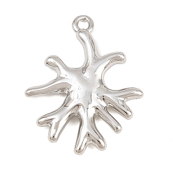 Platinum Brass Pendants, Coral Branch Charm, Long-Lasting Plated, Cadmium Free & Lead Free, Platinum, 21x17x2.5mm, Hole: 1.4mm